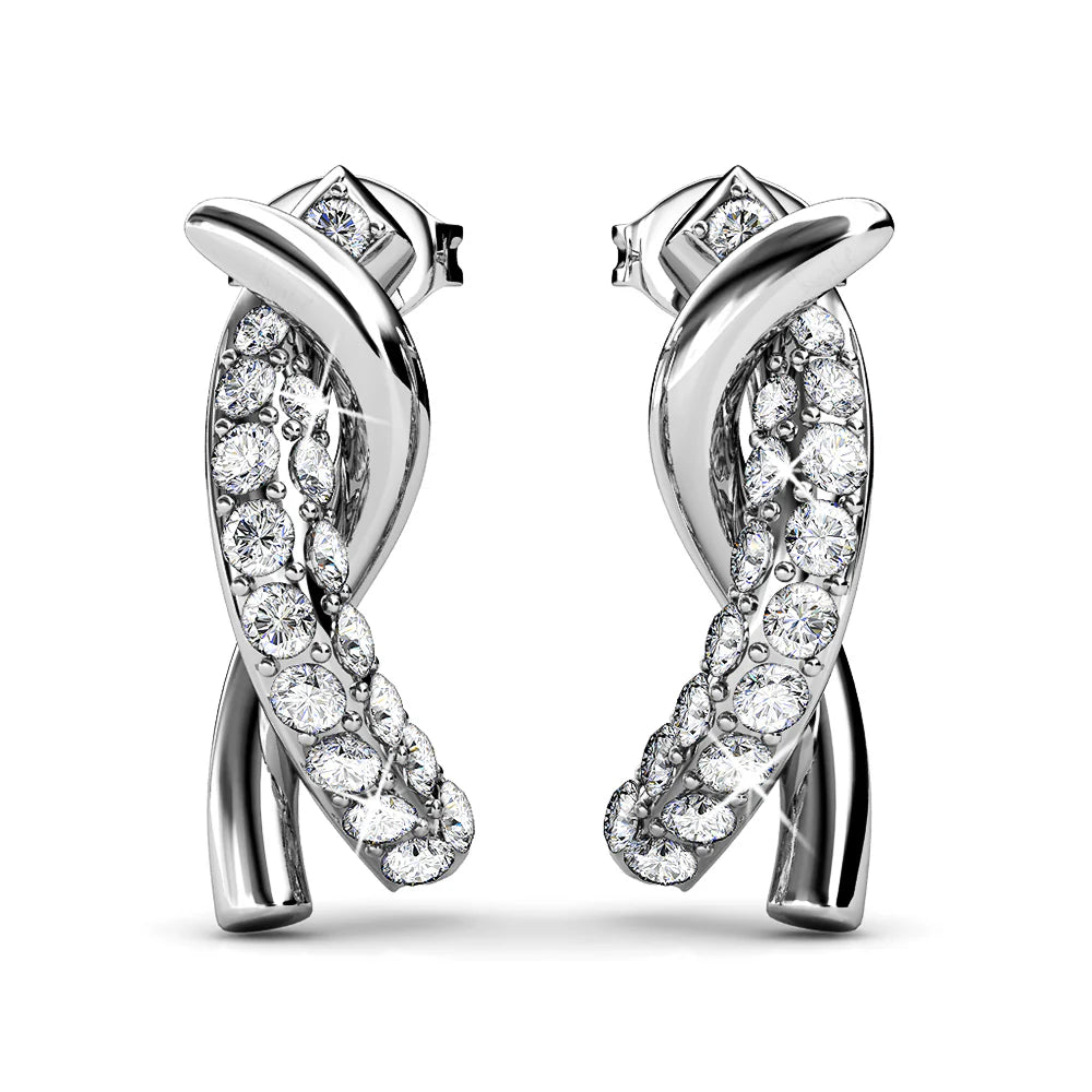 Krystal Couture Intertwined White Gold Stud Earrings Embellished with SWAROVSKI Crystals