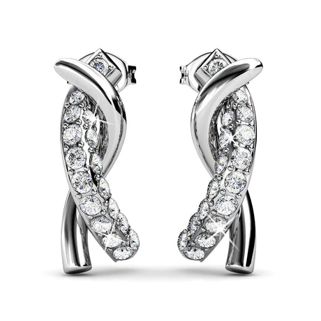 Krystal Couture Intertwined White Gold Stud Earrings Embellished with SWAROVSKI Crystals