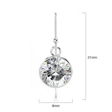 Solid 925 Sterling Silver Bezel CZ Drop Earrings 9mm