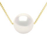 Necklace Real Cultured Freshwater Pearl Round 9-10 mm - Natural Pearl White - Length Chain 42 cm