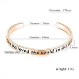 Bullion Gold Inspirational Inscription Cuff Bangle in Rose Gold Layered Steel Jewellery