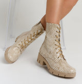 Bosccolo Womens Boots - Beige Croco