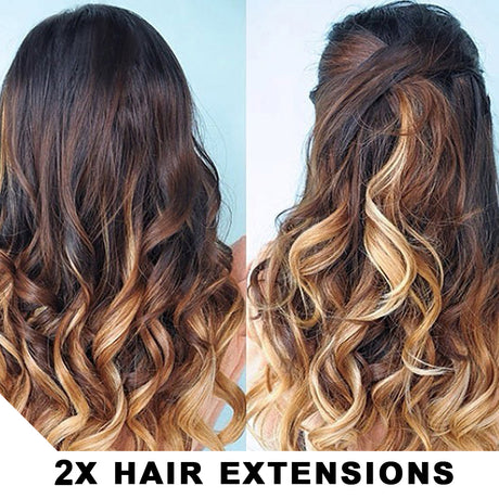 2Pcs Two Tone Ombre High Grade Brown Curly Hair 7Piece 16Clips 24" Hair Extension 2X