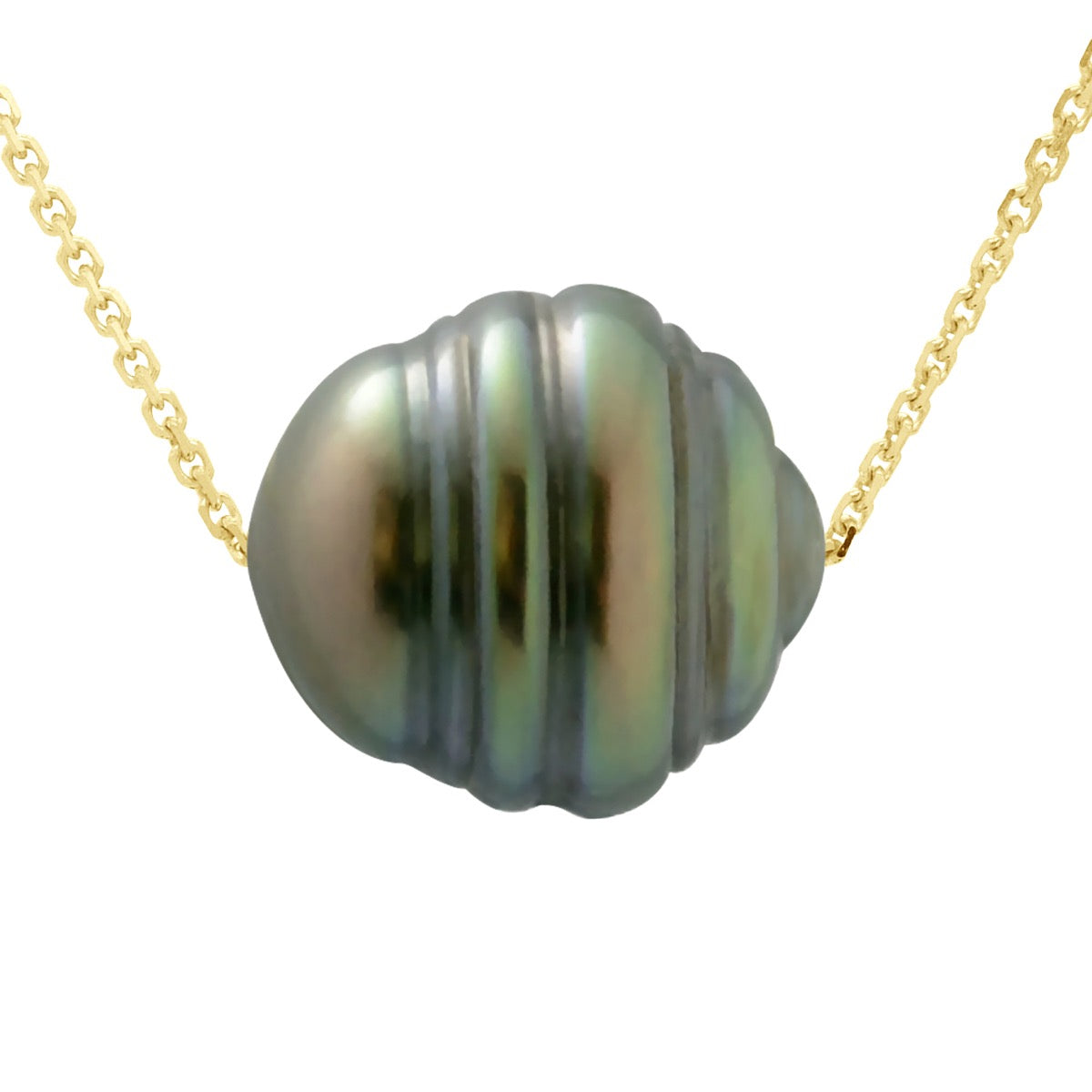 Necklace Real Cultured Tahiti Pearl Passing Through Circled 10-11 mm - Longueur 42 cm