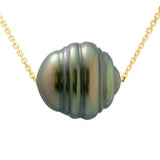 Necklace Real Cultured Tahiti Pearl Passing Through Circled 10-11 mm - Longueur 42 cm