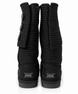 Australian Leather Ugg 3Button Tall Knit - Black - AU4
