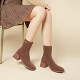 Stretch Knit Sock Boots - Coffee