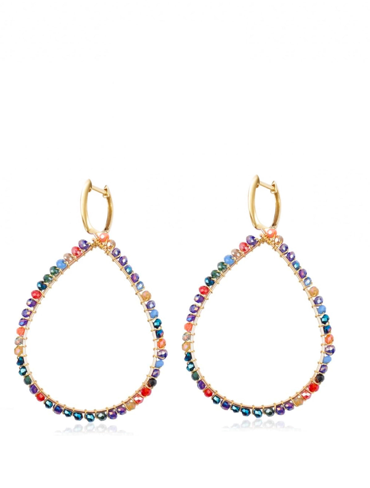 Liv Oliver 18K Gold Multi Color Pear Drop Statement Earrings