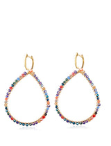 Liv Oliver 18K Gold Multi Color Pear Drop Statement Earrings