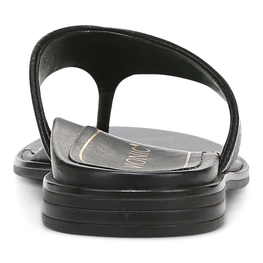 Vionic Agave Toe Post Sandal - Black Leather