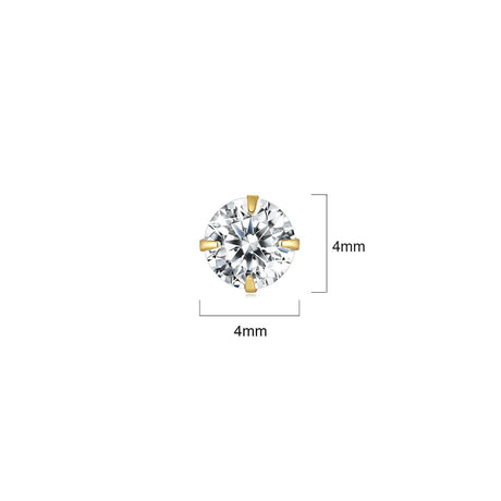 Solid 925 Signature Silver Mary Anne Crystal Stud Earrings In Gold