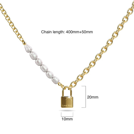 Bullion Gold Elinor Freshwater Baroque Pearls Lock-Pendant Necklace