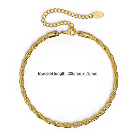 Bullion Gold Rope Link Gold Plated Chain Bracelet