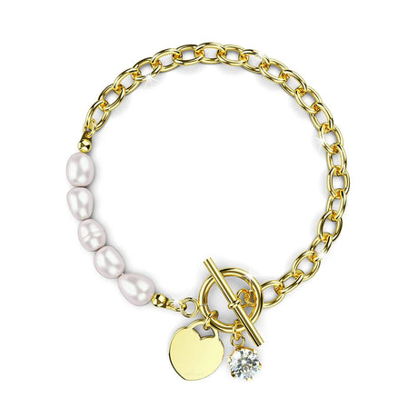 Bullion Gold Elan Heart T-lock Toggle Bracelet