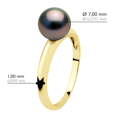 Bangle Ring Real Cultured Tahiti Pearl Round 7,5-8 mm - Longueur 18 cm