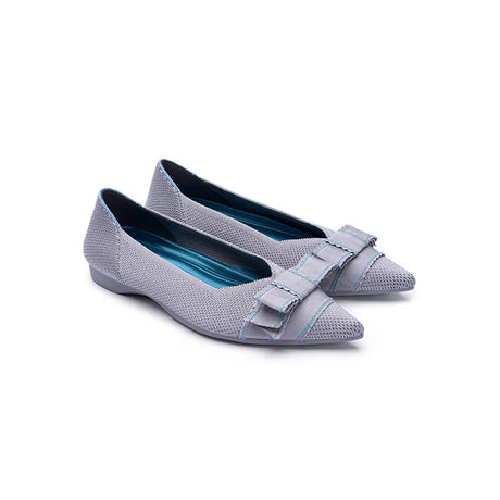 Vintage Bow Pointed Toe Flats - Grey