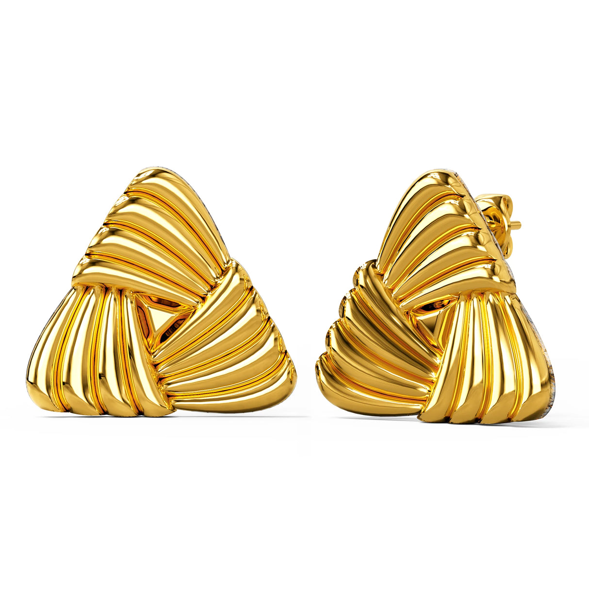 Bullion Gold Ridged Triangle Gold layered Stud Earrings