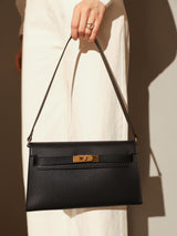 Camille Palm-Grain Calfskin Shoulder Bag - Black