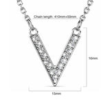 Krystal Couture Luxury V Shaped Pendant Necklace in White Gold Embellished with Swarovski Crystals