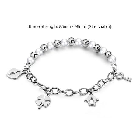 Bullion Gold Polished Charm Bracelet In White Gold