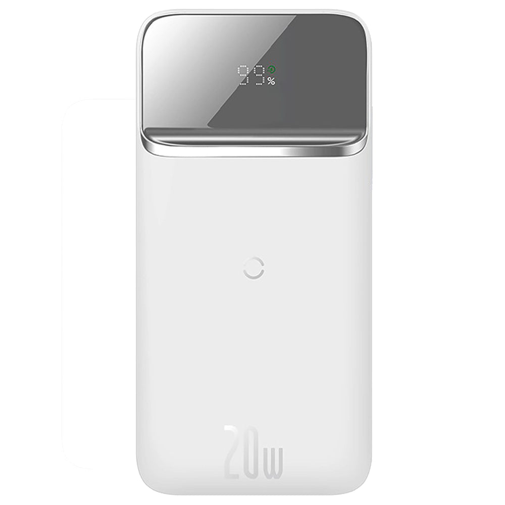 Baseus Magnetic Wireless Quick Charge Power Bank 10000mAh 20W Digital LED Display USB Type-C Type-A - White