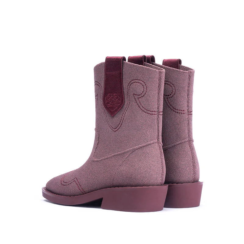 Knit Cowboy Boots - Mauve