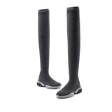 Thermal Over-the-Knee Sneaker Boots - Charcoal
