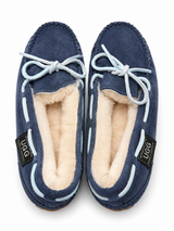 Australian Leather Ugg Moccasin Slippers - Navy - AU5