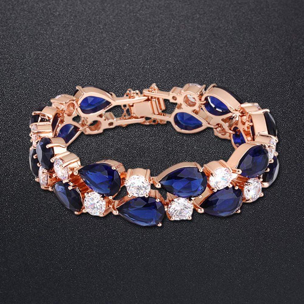 Bullion Gold 18ct Rose Gold Sapphire Bracelet - 16.5cm