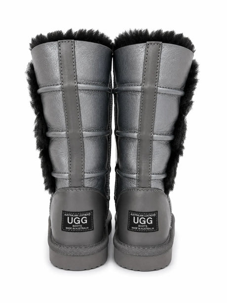 Australian Leather Ugg Classic Short Triple Button - Metallic Gunmetal - AU4