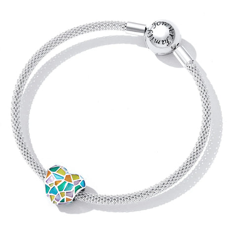 Solid 925 Sterling Silver Catholic Stained Glass Heart Charm