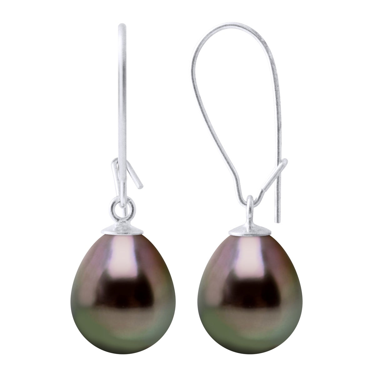 Earrings Real Cultured Tahiti Pearls Pear 9-10 mm - Longueur 18 cm