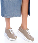 Bosccolo Womens Sneakers With Zipper - Beige