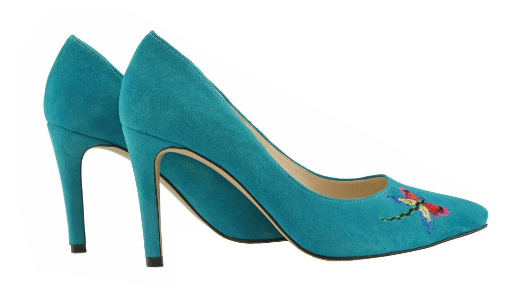 Bosccolo Womens Heels Embroidered - Turquoise