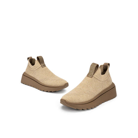 Slip-On Knit Wedge Sneakers - Beige