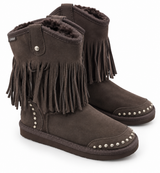 Australian Leather Ugg Classic Short Fringe Stud - Chocolate - AU8
