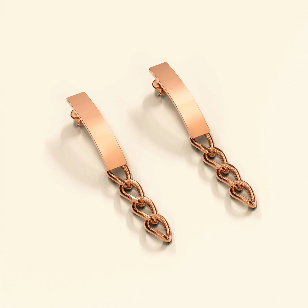 Bullion Gold Royal Chain Stud Earrings in Rose Gold