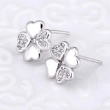 Solid 925 Sterling Silver Heart Petals Studs Earrings