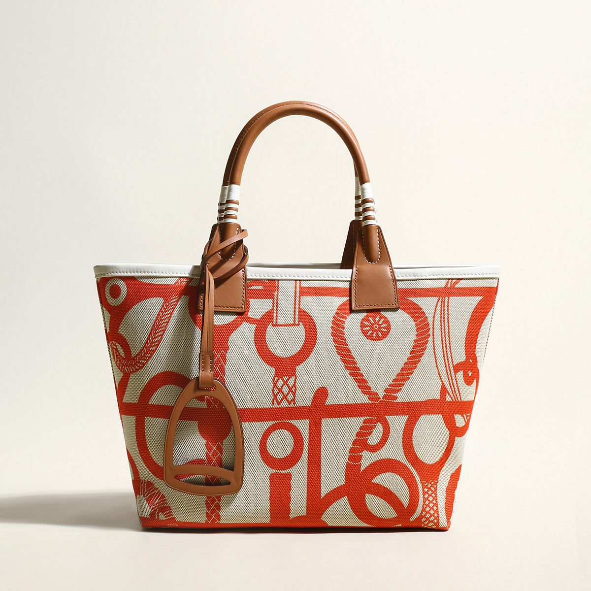 Colorful Abstract Top Handle Bag - Orange