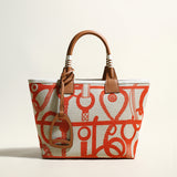 Colorful Abstract Top Handle Bag - Orange