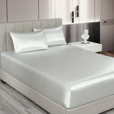 Royal Comfort 3pc Satin Sheet Set - Silver - King