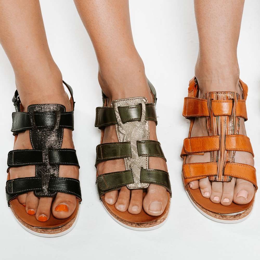 Revere Santorini Gladiator Sandal - Khaki