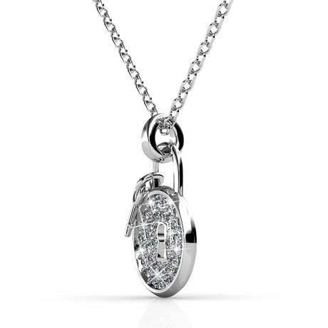 Krystal Couture White Gold Pave Set Padlock Necklace Embellished with SWAROVSKI Crystals