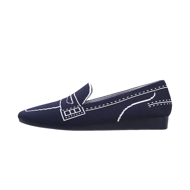 Comfortable Slip On Square Toe Loafers - Navy