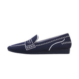 Comfortable Slip On Square Toe Loafers - Navy