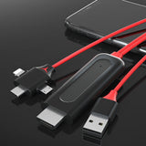 TODO 3 in 1 HDMI to Lightning Micro USB Type C Adapter Cable Charge iPhone Android AV TV