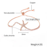 Bullion Gold Starfish Slider Bracelet with Simulated Diamond in Rose Gold Layered Steel Jewellery