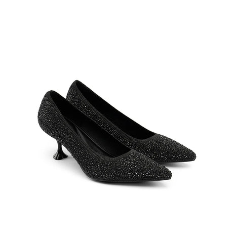Cocktail Rhinestone Kitten Heels - Black