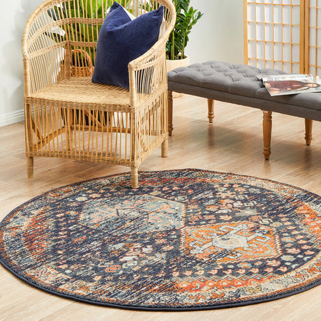 Legacy 854 Navy Round Rug