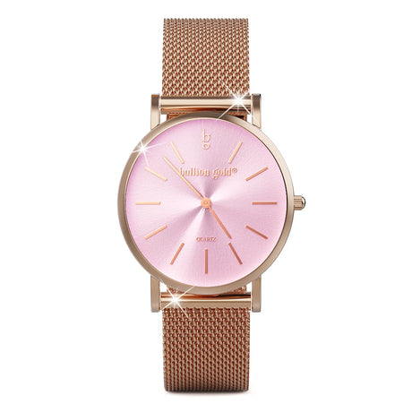 Boxed Rose Shell-pink Watch & Bracelet Set In Rose Gold